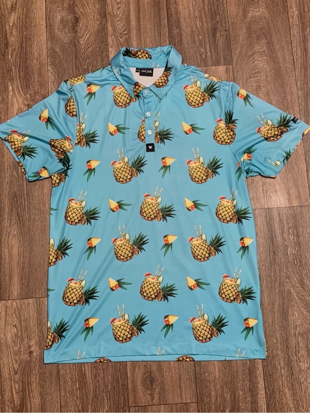 Bad Birdie Tropical Pineapple Print Golf Polo.